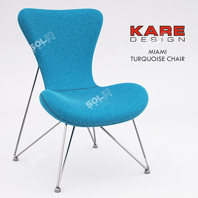 Turquoise Modern Miami Chair 3D model image 1