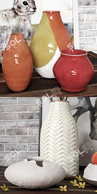 Elegant Crate and Barrel Vases 3D model image 2