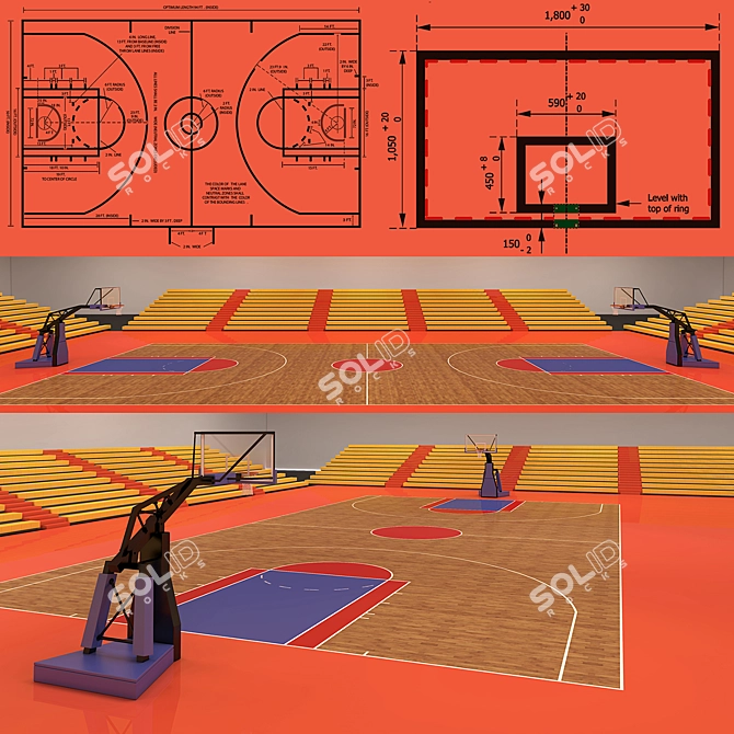 Ultimate Hoops Court 3D model image 1