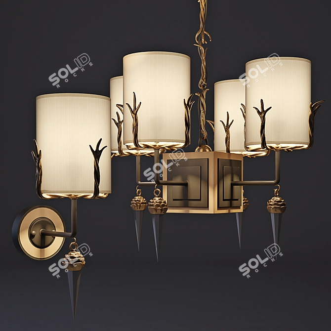 Diego Chandelier and Sconces Set 3D model image 1