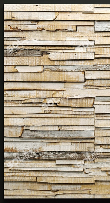 Rustic Wood Tile Wall 3D model image 2