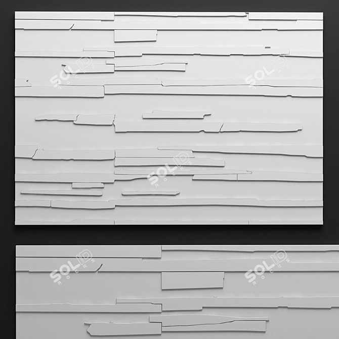 Rustic Wood Tile Wall 3D model image 3