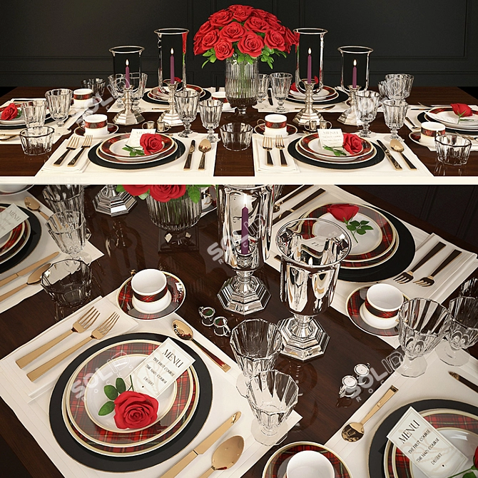 Elegant Duke Tableware Collection 3D model image 1