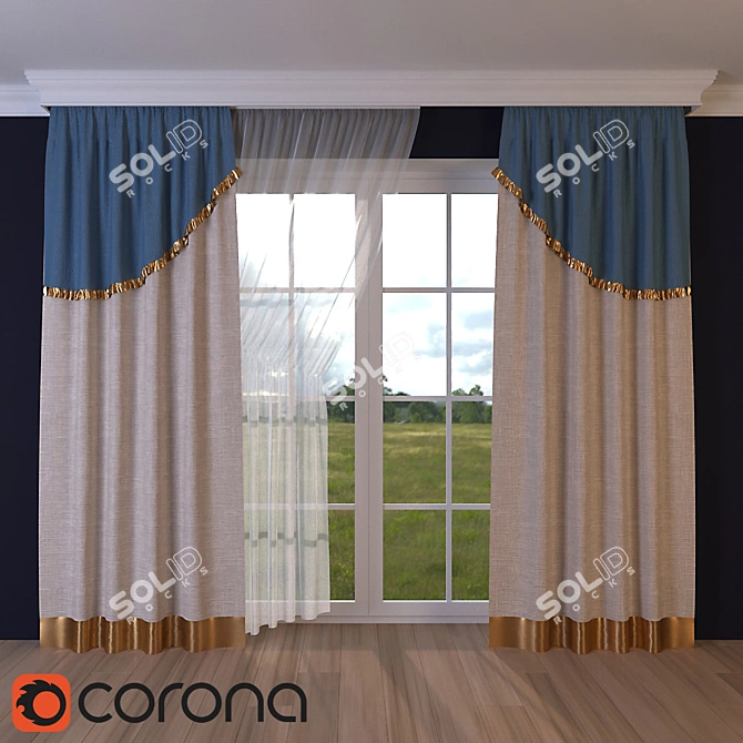 Sheer Window Curtain 3D model image 1