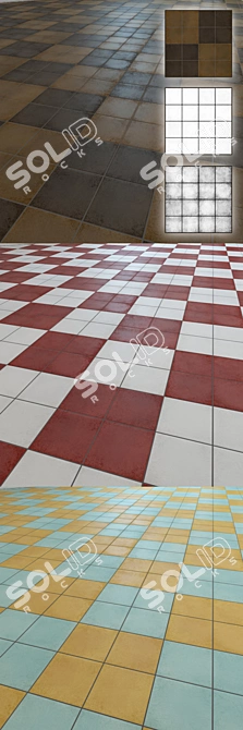 Stylish "BARBER" Floor Tiles 3D model image 2