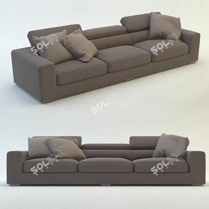 Elegant Three-seater Sofa 3D model image 1