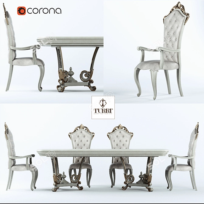 Luxury Turri Baroque Dining Set 3D model image 1