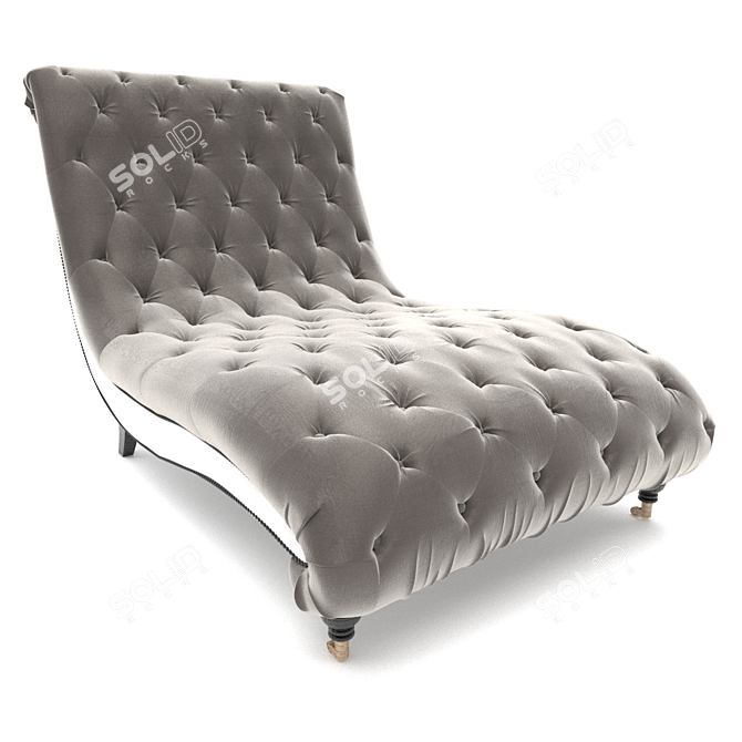 Elegant Silver Tufted Chaise 3D model image 1