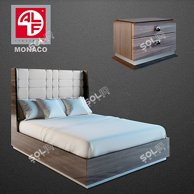 Elegant Monaco Bed Set 3D model image 1