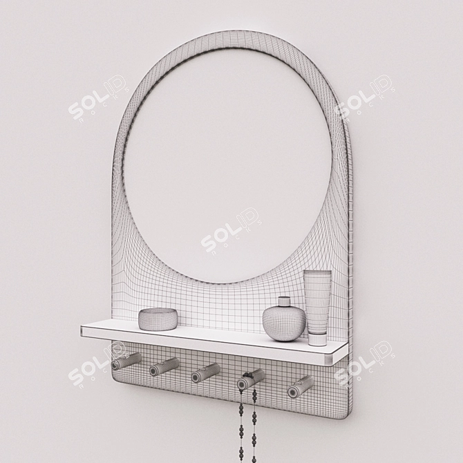 Versatile Mirror with Shelf and Hooks - IKEA Saltred 3D model image 2