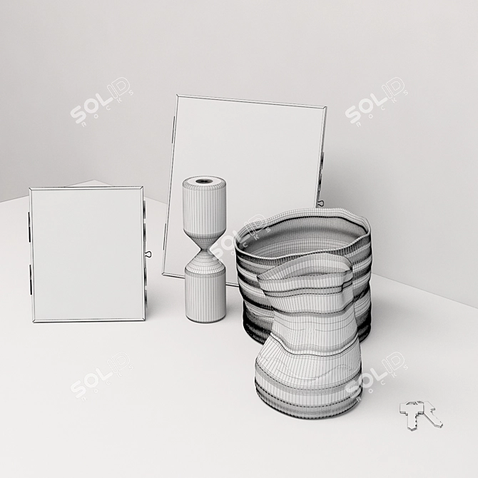 Mini Ceramic Vase Set 3D model image 2