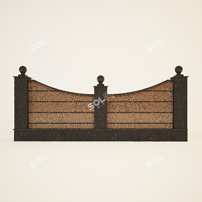 Granite Slab-Lined Fence 3D model image 1