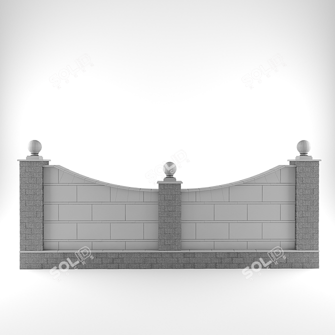 Granite Slab-Lined Fence 3D model image 2