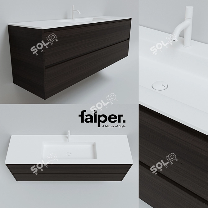 Sleek Falper Flat Sink with Viaveneto Pedestal 3D model image 1