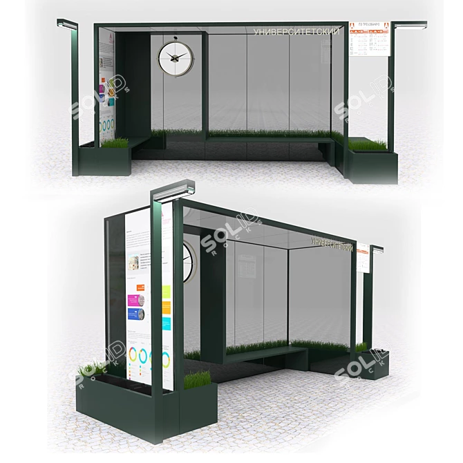 Artful Bus Stop Design 3D model image 2