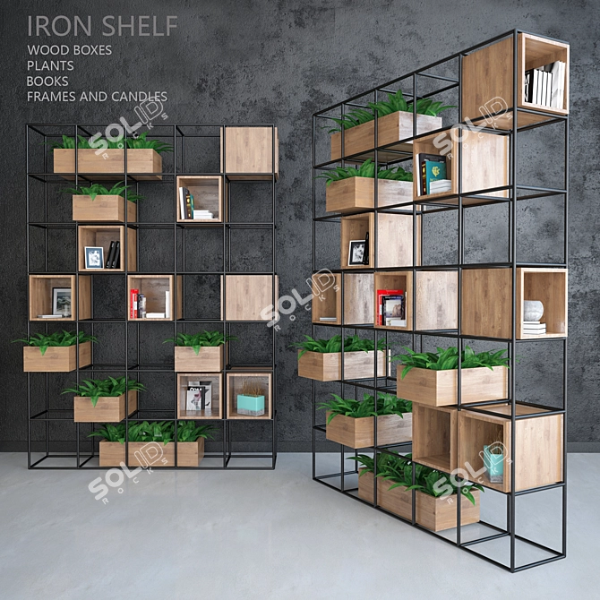 Modern Iron Shelf for Plants, Books, Frames, Candles, Vases. 3D model image 1