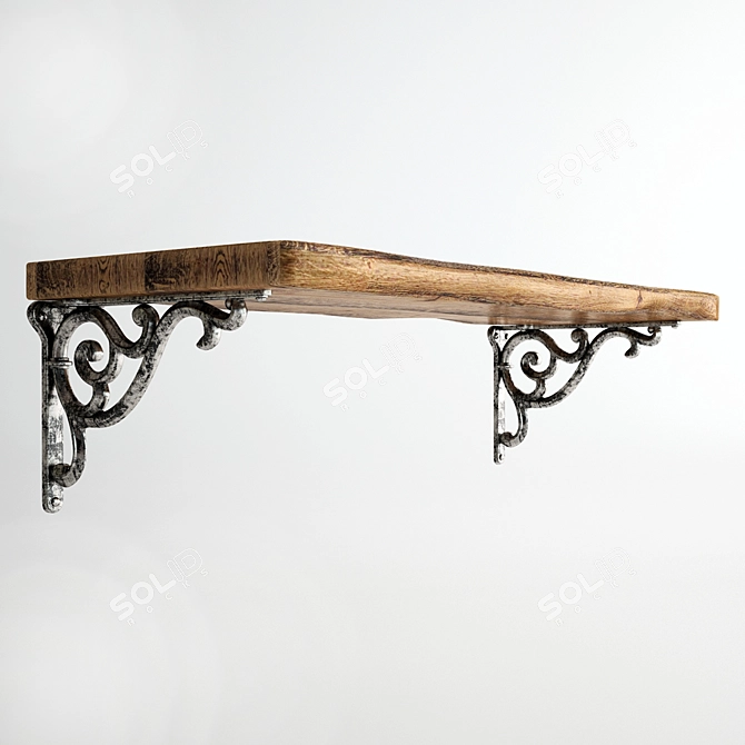Elegant Wrought Iron Shelf 3D model image 1