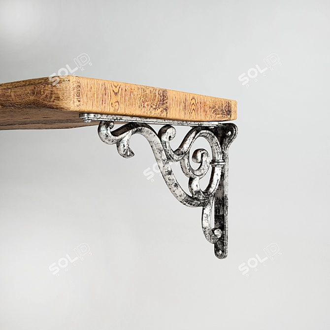 Elegant Wrought Iron Shelf 3D model image 2