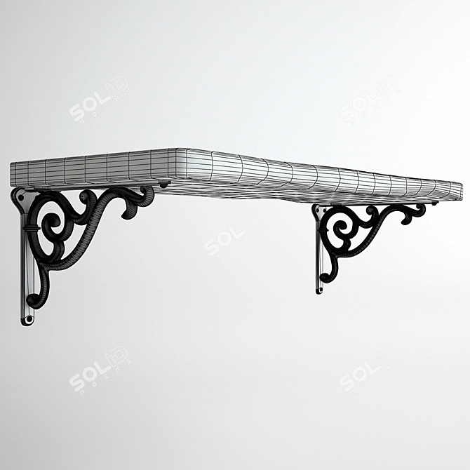 Elegant Wrought Iron Shelf 3D model image 3