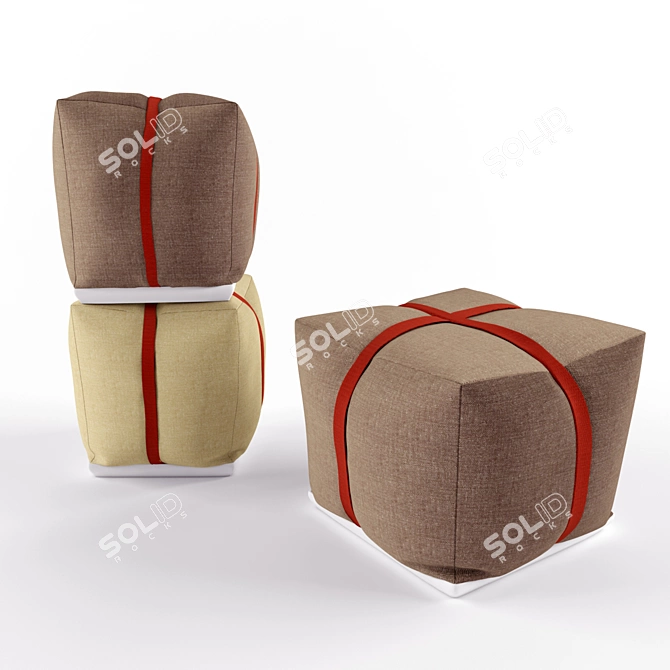 Sake Pouf: Soft Cushion on Sturdy Base 3D model image 3