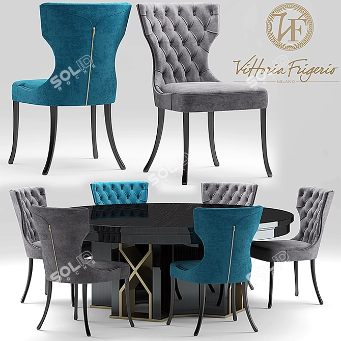 Elegant Capitonne Chair 3D model image 1