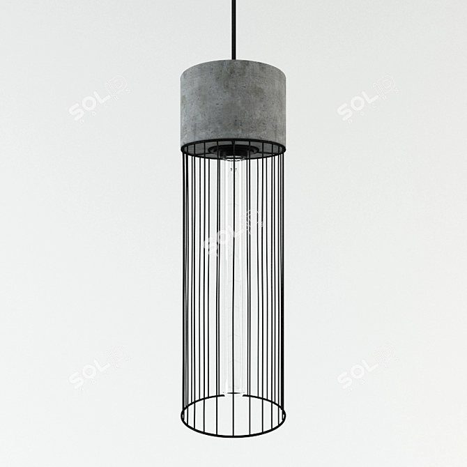 Industrial Concrete Cage Pendant Light 3D model image 1