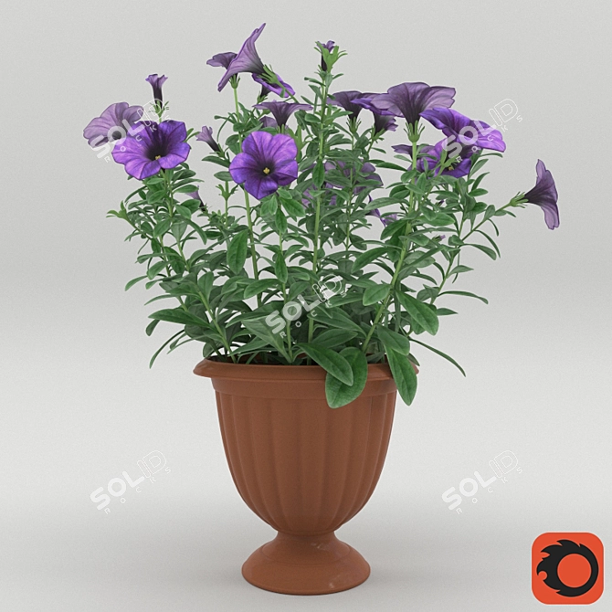 Petunia Flower Pot: Stunning Terrace & Balcony Decor! 3D model image 1
