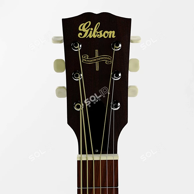 Vintage Sunburst Gibson J-45 Acoustic Guitar 3D model image 3