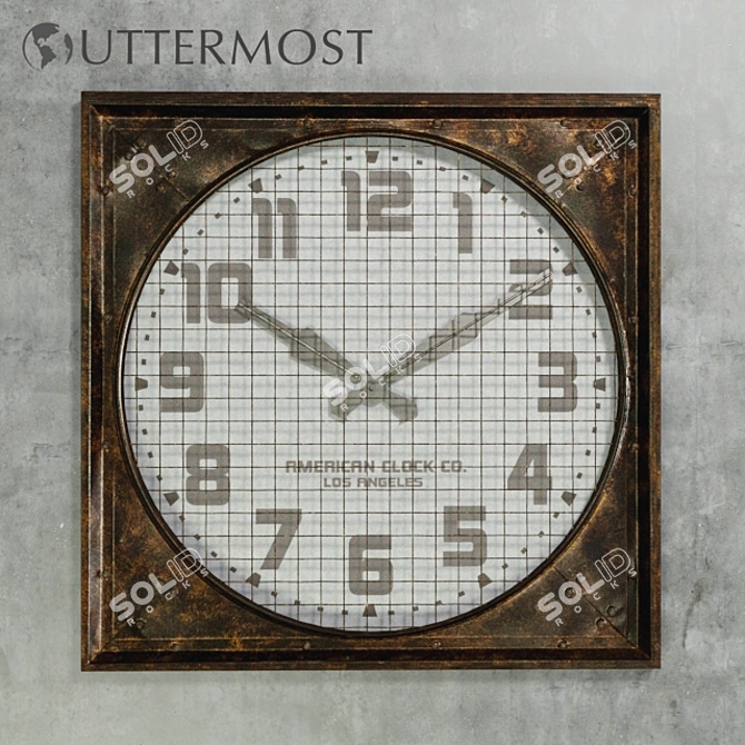 Uttermost Warehouse Clock: Rustic Elegance 3D model image 1
