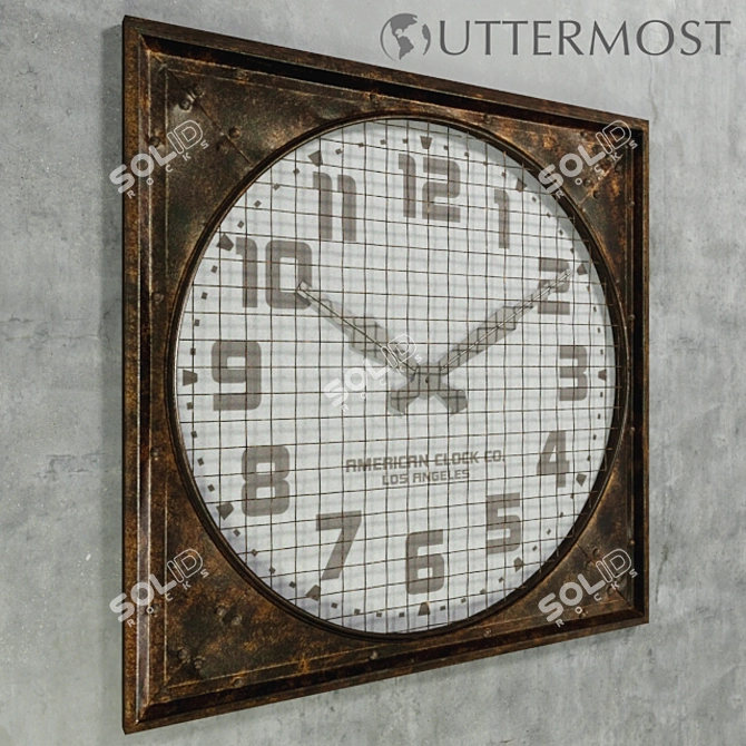 Uttermost Warehouse Clock: Rustic Elegance 3D model image 2