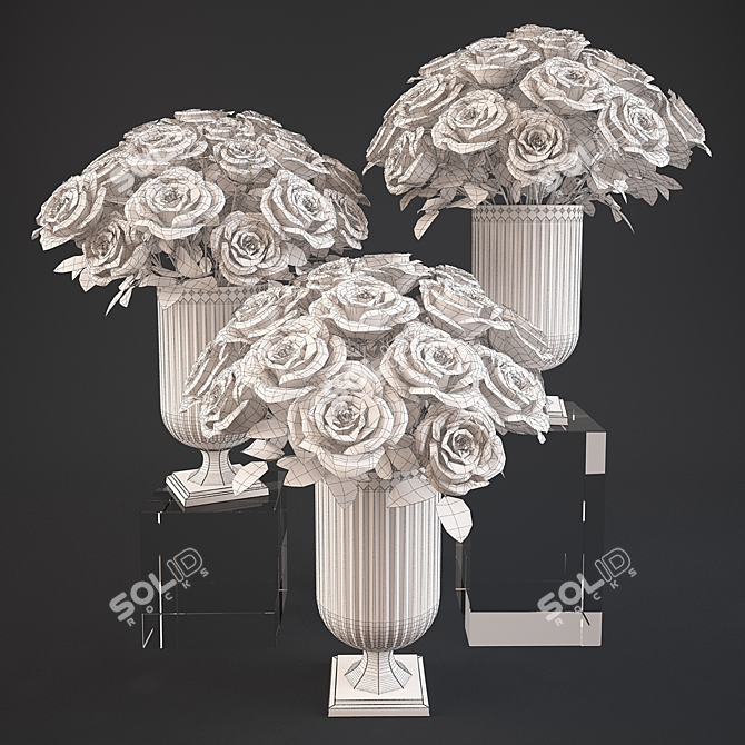 Ralph Lauren Crystal Vase with Assorted Rose Bouquet 3D model image 3