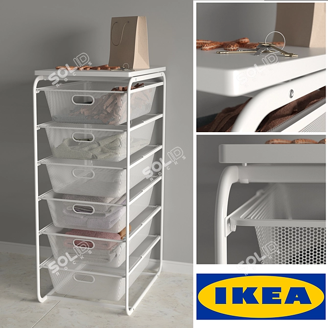 Organize and Store with IKEA ALGOT: Versatile Steel Frame and Mesh Basket 3D model image 1