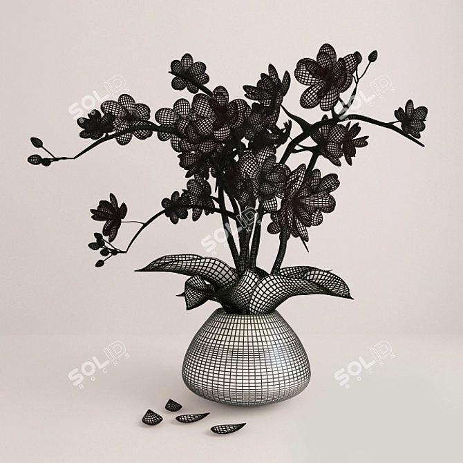 Elegant Pink White Blooms 3D model image 3