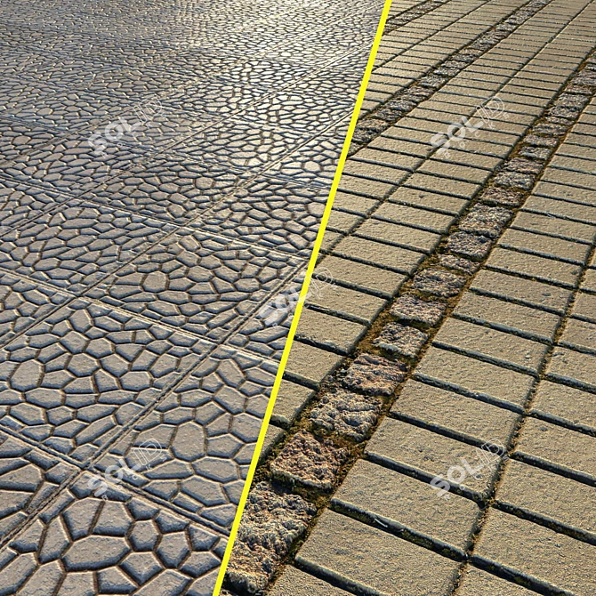 Textured Tile Pavement 3D model image 1