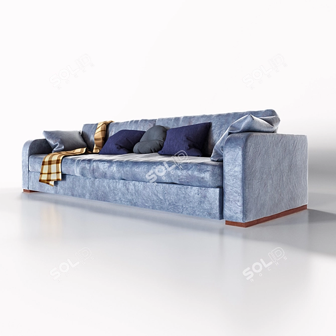 Modern Blue Leather Sofa: Damien 3D model image 2