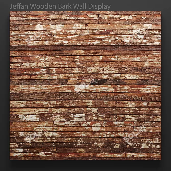 Rustic Wooden Bark Wall Panel 3D model image 1