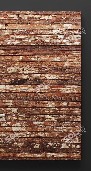 Rustic Wooden Bark Wall Panel 3D model image 2