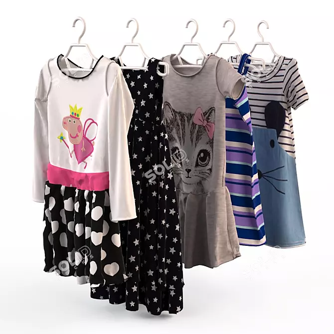 Kids' Clothing Set: Hanger Collection 3D model image 1