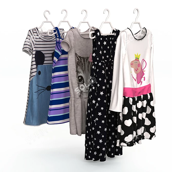 Kids' Clothing Set: Hanger Collection 3D model image 3