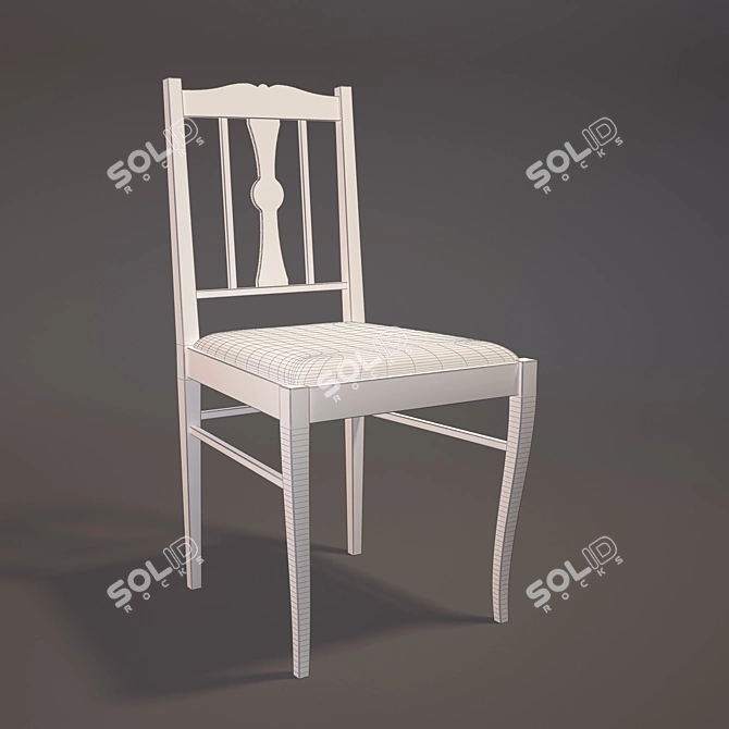 Vintage Wooden Chair with Soft Seat 3D model image 2