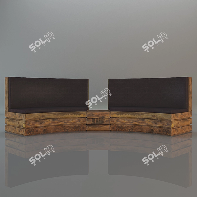 Sleek Curve Pallet Sofa 3D model image 1