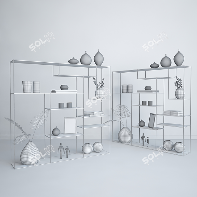 Elegant Iron Shelf: Decorative Set 3D model image 3