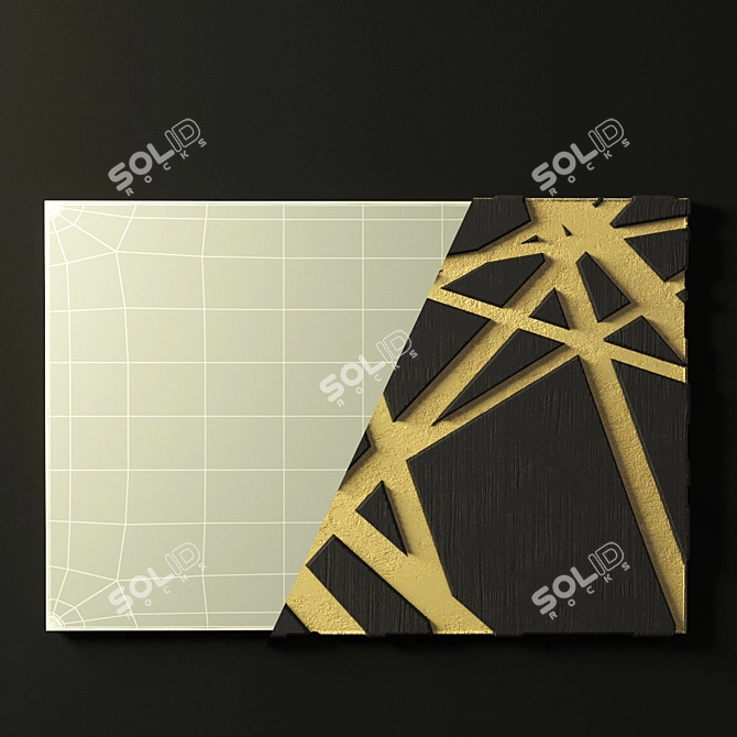 Black Wood and Yellow Wall Decor 3D model image 2