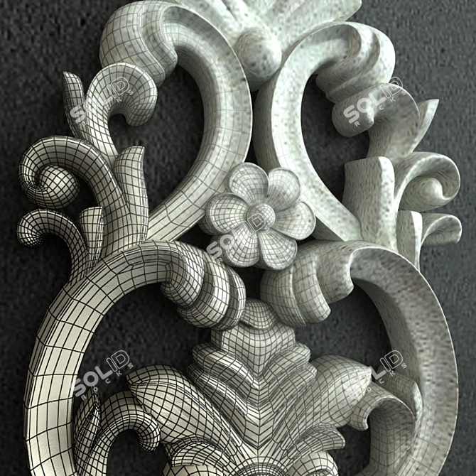 Elegant Carved Decor 001 3D model image 3