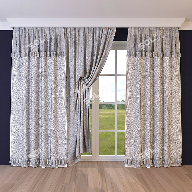 Semi-Open Curtain: Streamlined Elegance 3D model image 2