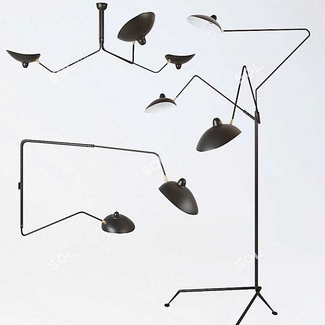 Serge Mouille Inspired Set Lamps 3D model image 1