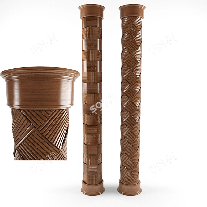 Elegant Wooden Decor Columns 3D model image 1