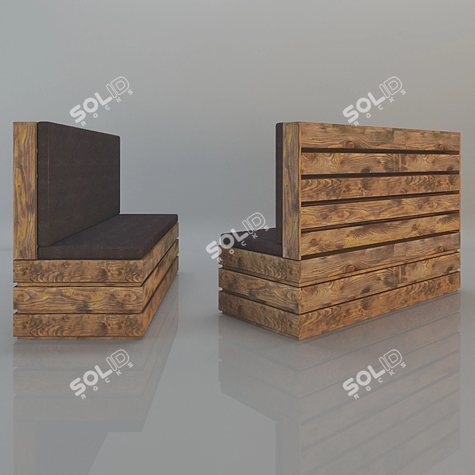 Rustic Pallet Sofa 3D model image 1