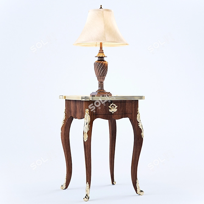 Eglomise Miraval End Table & Burj Table Lamp 3D model image 1