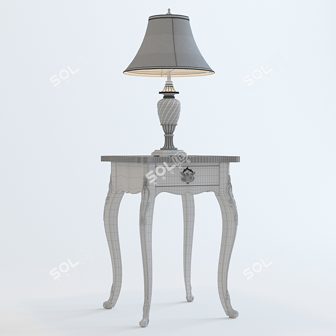 Eglomise Miraval End Table & Burj Table Lamp 3D model image 2